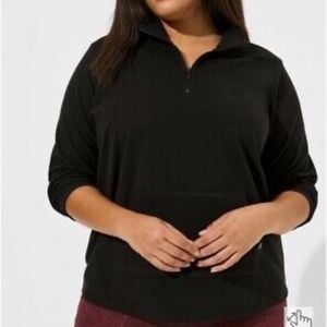 Torrid Happy Camper Black Super Soft Microfleece 1/4 Zip Pullover. Sz- 5X